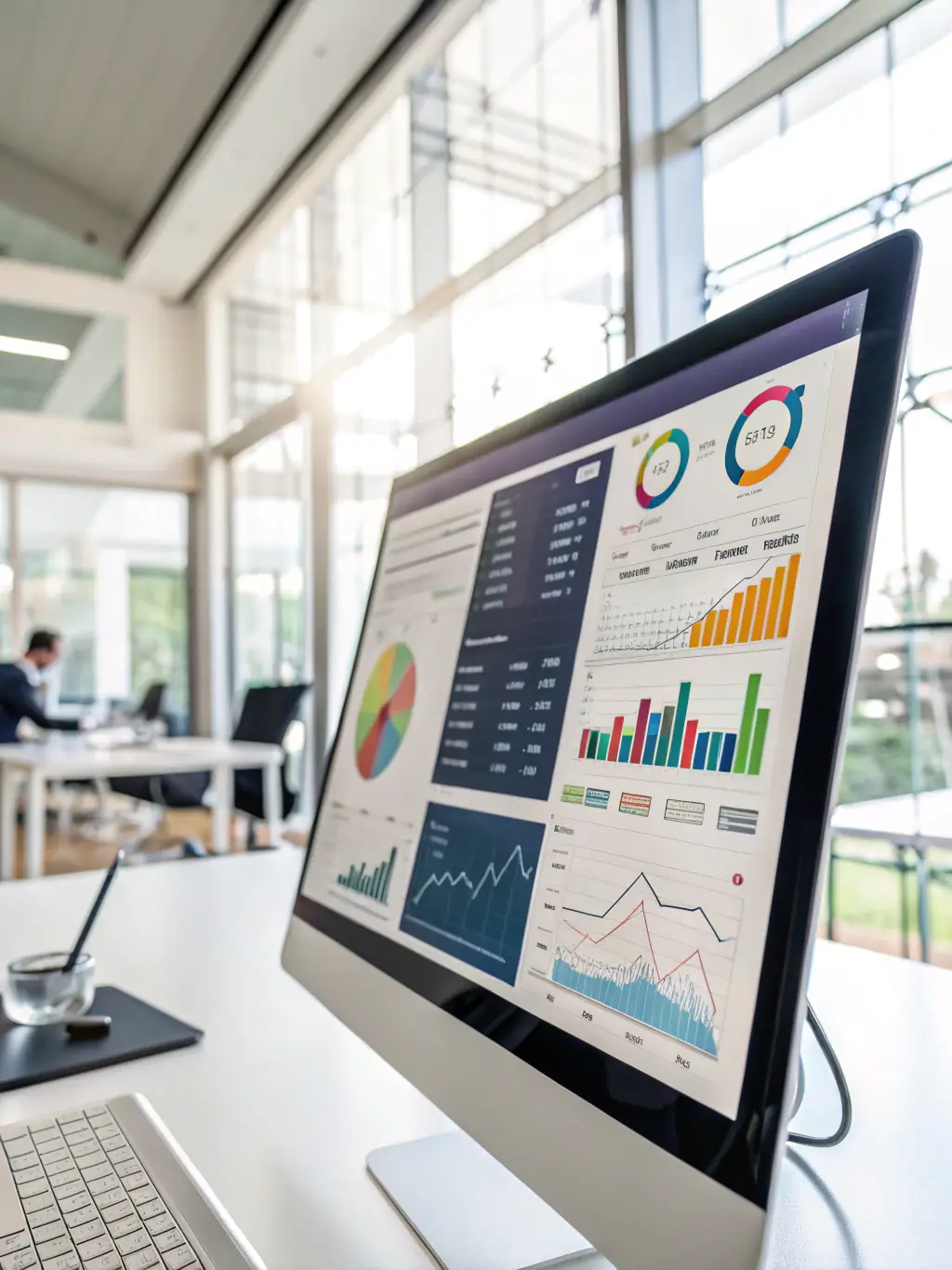 An image showcasing a detailed analytics dashboard with key performance indicators (KPIs) highlighted, illustrating data-driven decision-making.