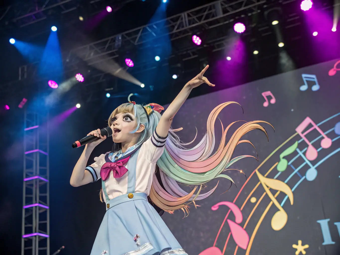 A visually appealing image of a music artist performing on stage, with vibrant lighting and an enthusiastic crowd, representing TriggerY's music promotion solutions, capturing the energy and excitement of live music.